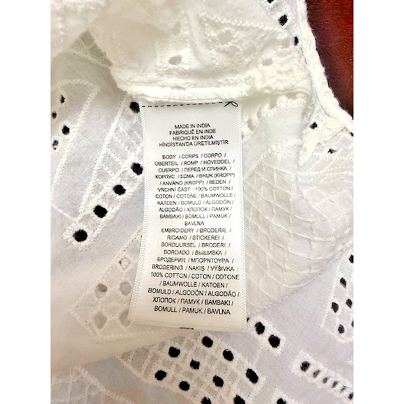 Ralph Lauren Eyelet Shirt Women LARGE 100% COTTON White Long Sleeve Button Down - Picture 6 of 8